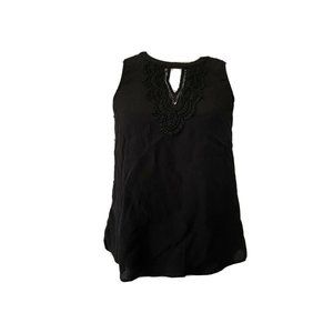 Pale Sky Blouse Medium Black Sleeveless Sheer